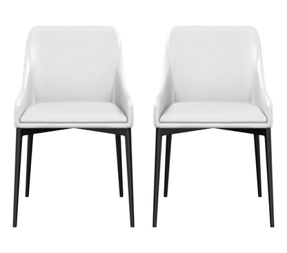 Set of Two White and Black Faux Leather Dining Side Chairs
