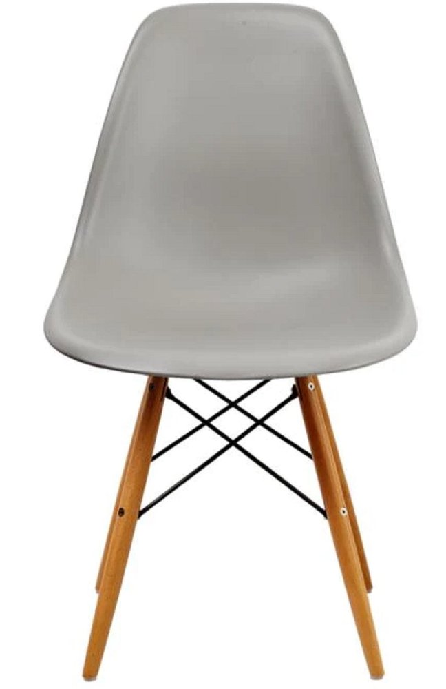 Set of Two Gray And Brown Heavy Duty Plastic Dining Side Chairs — view 1