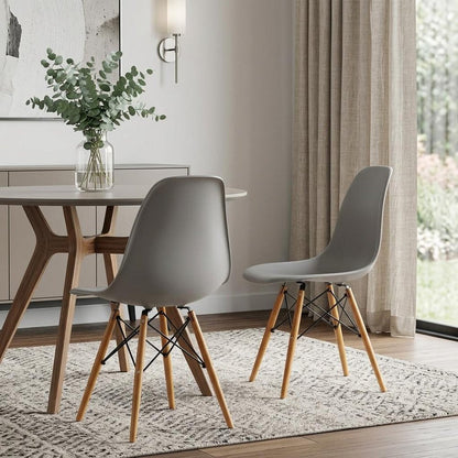 Set of Two Gray And Brown Heavy Duty Plastic Dining Side Chairs