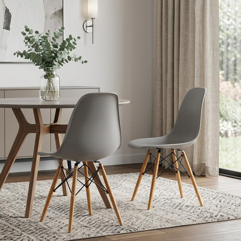 Set of Two Gray And Brown Heavy Duty Plastic Dining Side Chairs — view 6