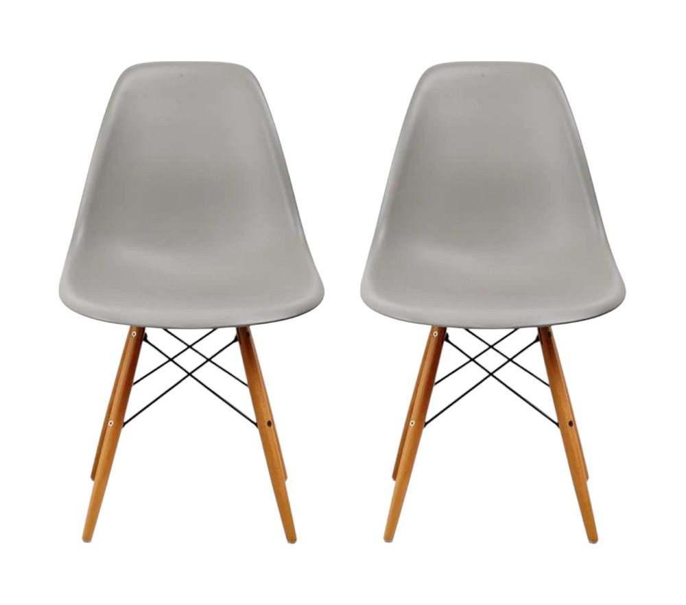 Set of Two Gray And Brown Heavy Duty Plastic Dining Side Chairs HomeRoots