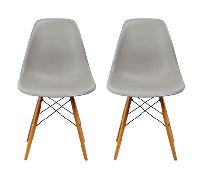 Set of Two Gray And Brown Heavy Duty Plastic Dining Side Chairs HomeRoots