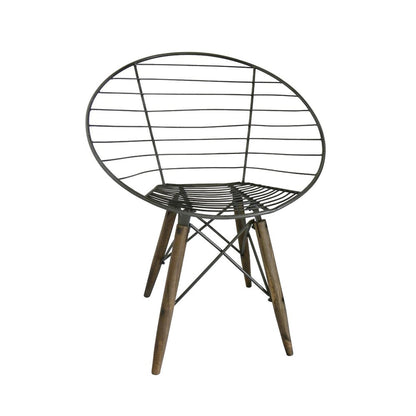 Set of Two Gray And Brown Metal Open Back Dining Side Chairs HomeRoots