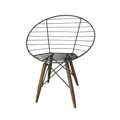 Set of Two Gray And Brown Metal Open Back Dining Side Chairs HomeRoots