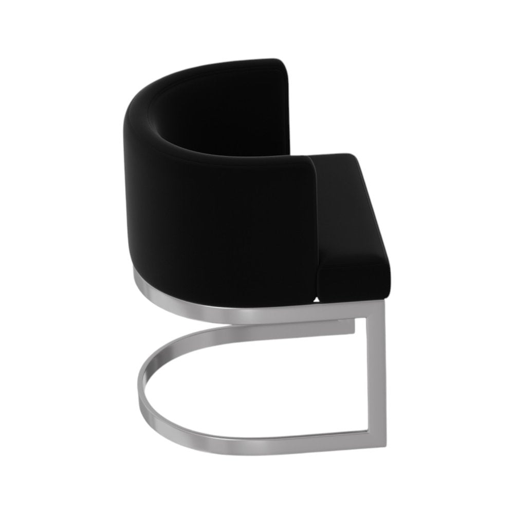 Black And Silver Fabric And Stainless Steel Wing Back Dining Side Chair — view 6