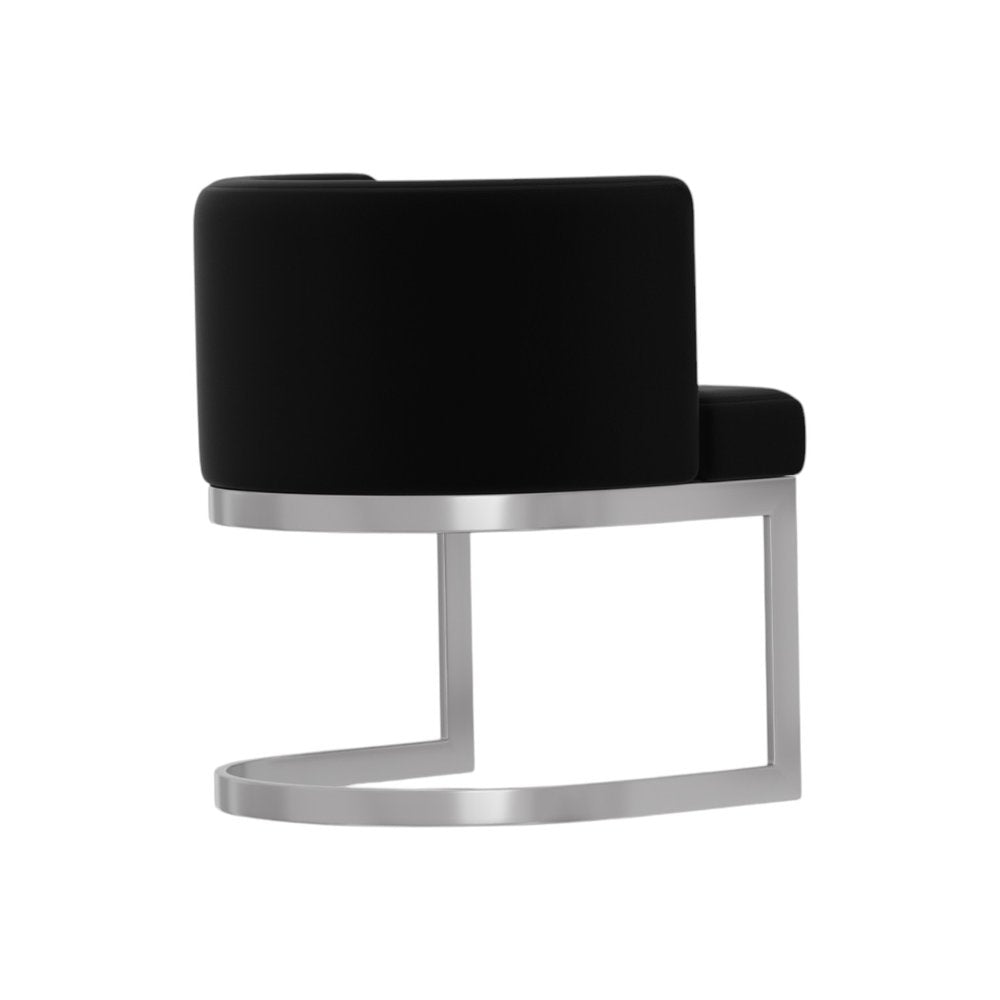 Black And Silver Fabric And Stainless Steel Wing Back Dining Side Chair — view 7
