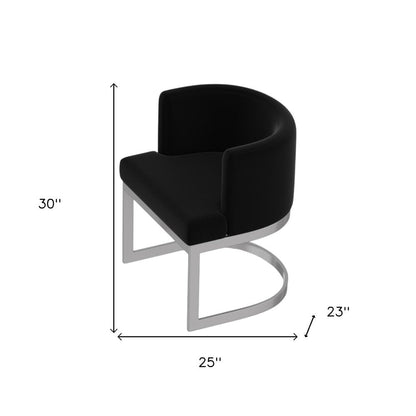Black And Silver Fabric And Stainless Steel Wing Back Dining Side Chair HomeRoots