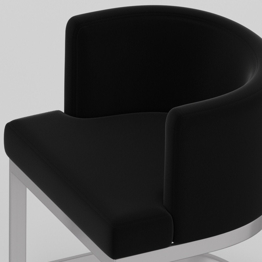 Black And Silver Fabric And Stainless Steel Wing Back Dining Side Chair — view 10