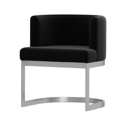 Black And Silver Fabric And Stainless Steel Wing Back Dining Side Chair HomeRoots