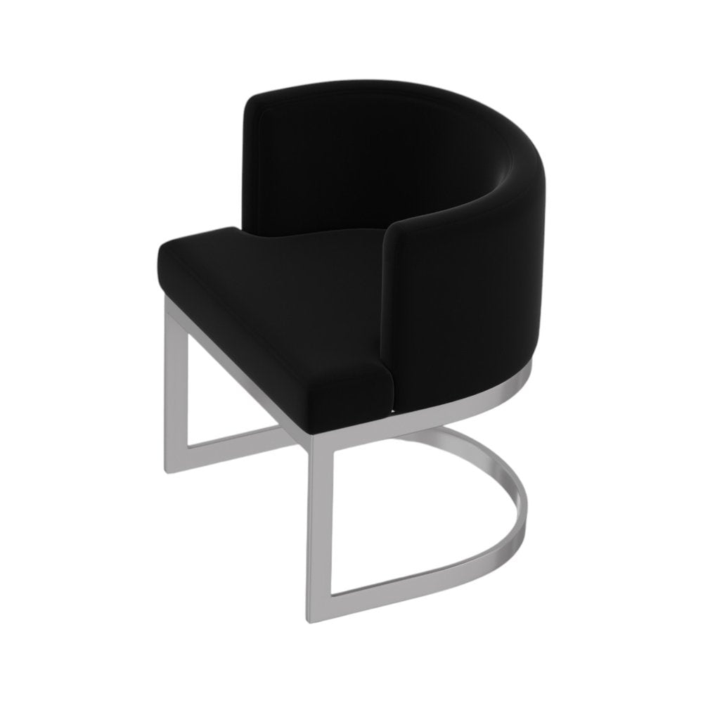 Black And Silver Fabric And Stainless Steel Wing Back Dining Side Chair — view 5