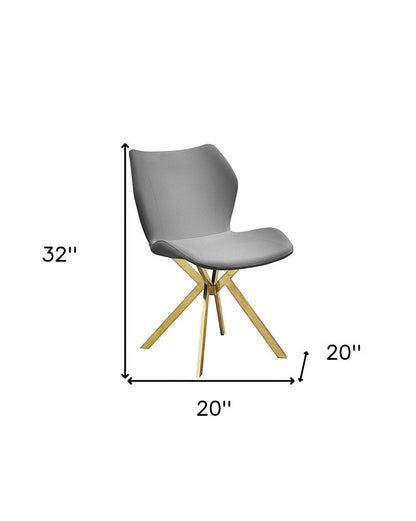 Set of Four Gray And Gold Faux Leather And Metal Dining Side Chairs HomeRoots
