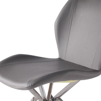 Set of Four Gray And Silver Faux Leather And Metal Dining Side Chairs HomeRoots