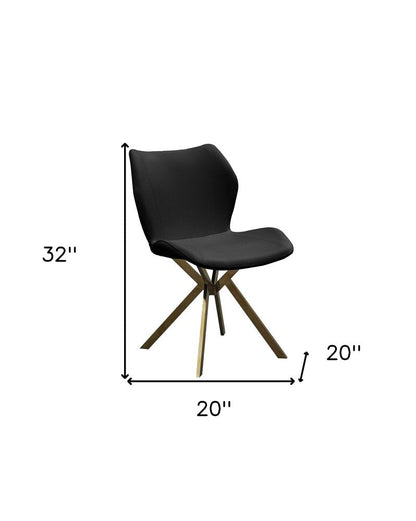 Set of Four Gray And Gold Faux Leather And Metal Dining Side Chairs HomeRoots