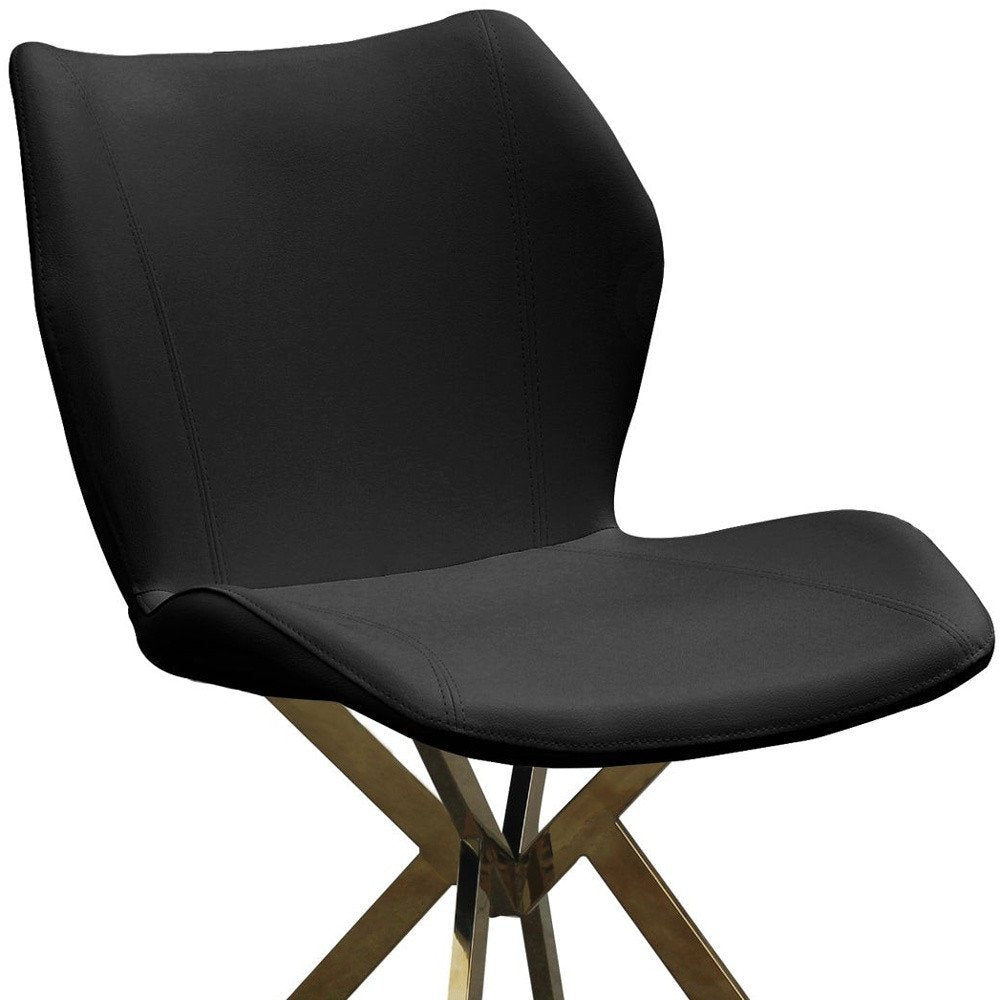 Set of Four Gray And Gold Faux Leather And Metal Dining Side Chairs — view 12
