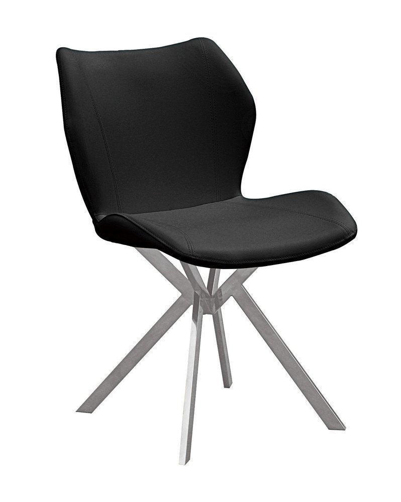 Set of Four Gray And Silver Faux Leather And Metal Dining Side Chairs — view 10