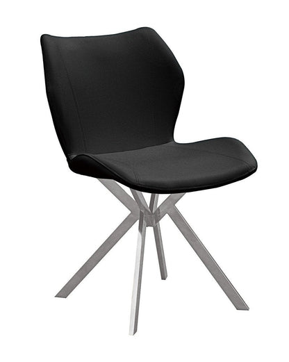 Set of Four Gray And Silver Faux Leather And Metal Dining Side Chairs HomeRoots