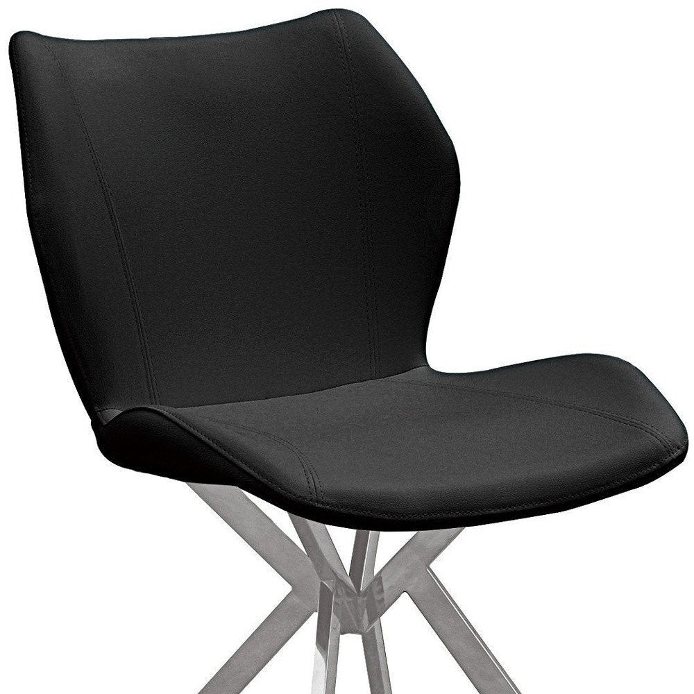 Set of Four Gray And Silver Faux Leather And Metal Dining Side Chairs — view 12