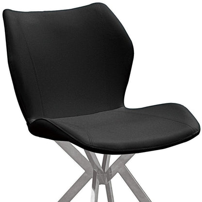 Set of Four Gray And Silver Faux Leather And Metal Dining Side Chairs HomeRoots