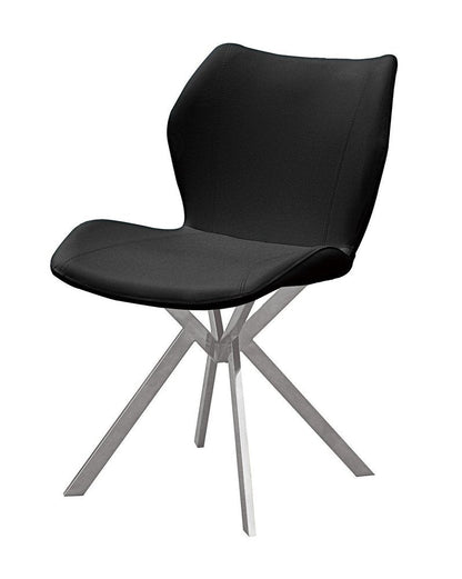 Set of Four Gray And Silver Faux Leather And Metal Dining Side Chairs HomeRoots