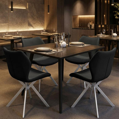 Set of Four Gray And Silver Faux Leather And Metal Dining Side Chairs HomeRoots