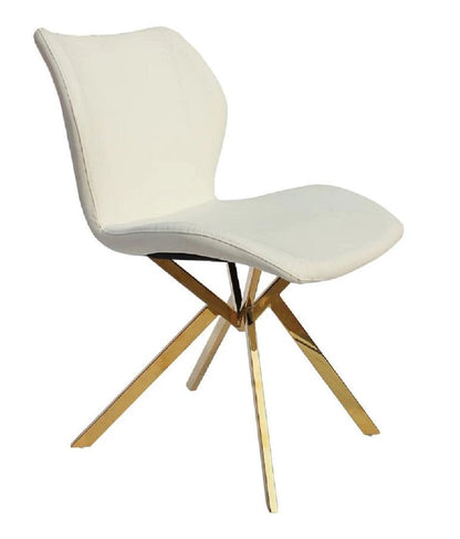 Set of Four Gray And Gold Faux Leather And Metal Dining Side Chairs HomeRoots