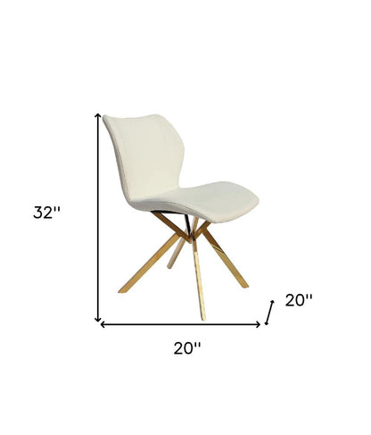 Set of Four Gray And Gold Faux Leather And Metal Dining Side Chairs HomeRoots