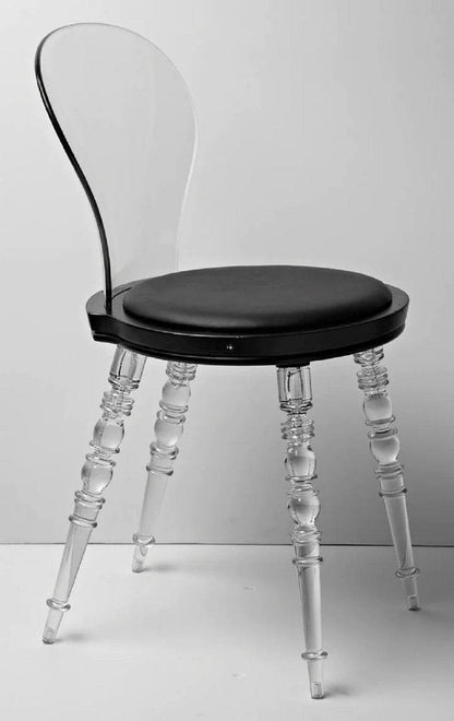 Black And Clear Faux Leather And Heavy Duty Plastic Dining Side Chair HomeRoots