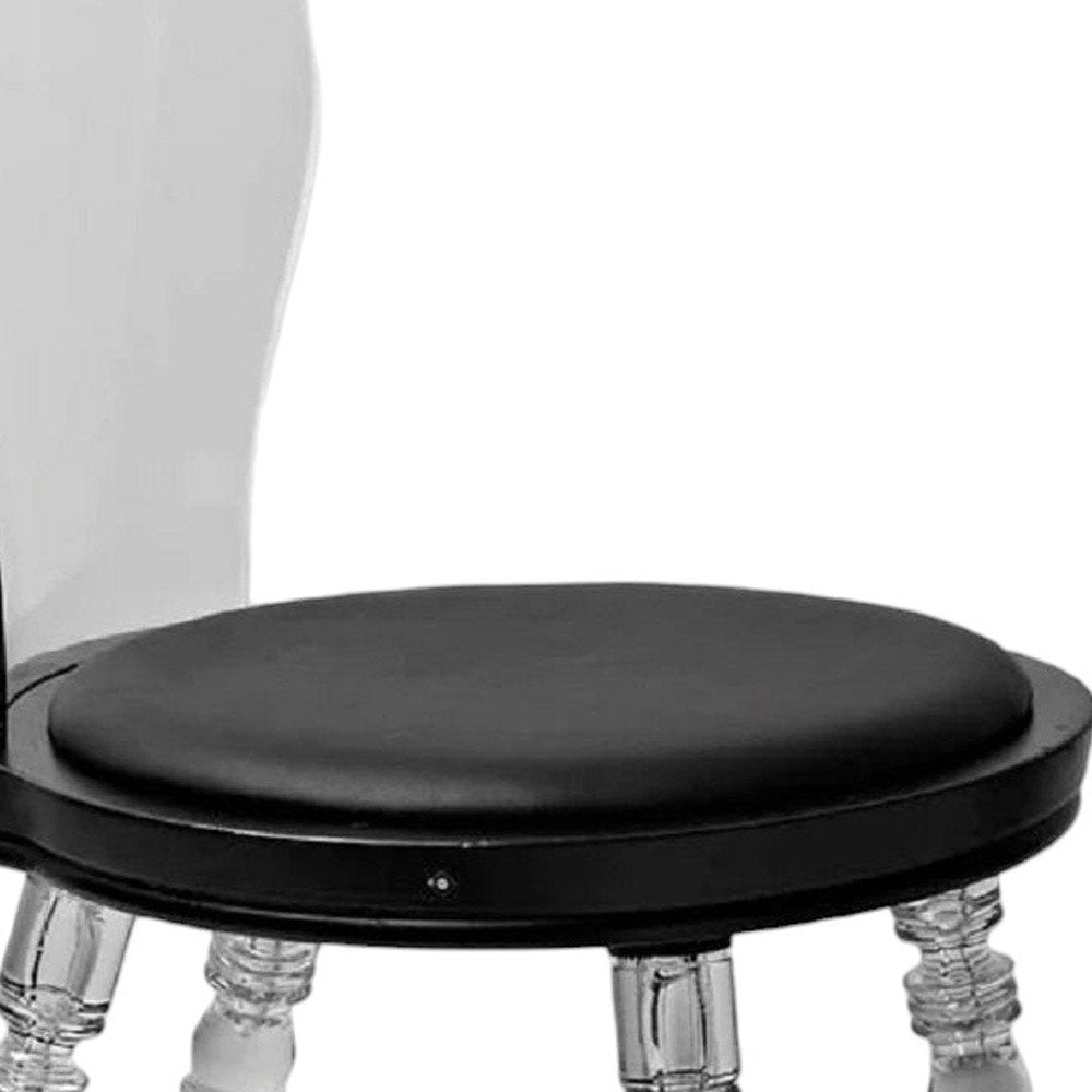 Black And Clear Faux Leather And Heavy Duty Plastic Dining Side Chair — view 4