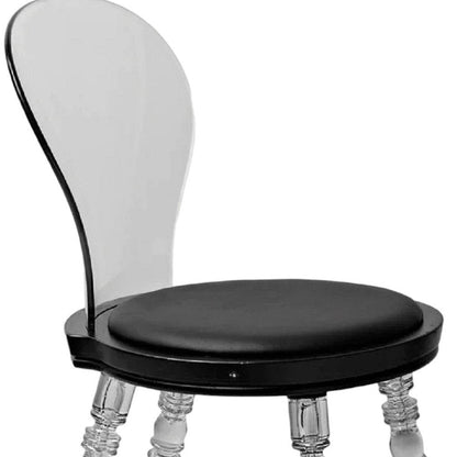 Black And Clear Faux Leather And Heavy Duty Plastic Dining Side Chair HomeRoots