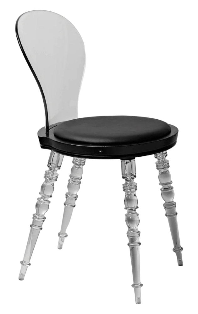 Black And Clear Faux Leather And Heavy Duty Plastic Dining Side Chair HomeRoots
