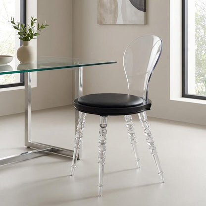 Black And Clear Faux Leather And Heavy Duty Plastic Dining Side Chair HomeRoots