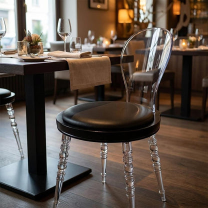 Black And Clear Faux Leather And Heavy Duty Plastic Dining Side Chair HomeRoots