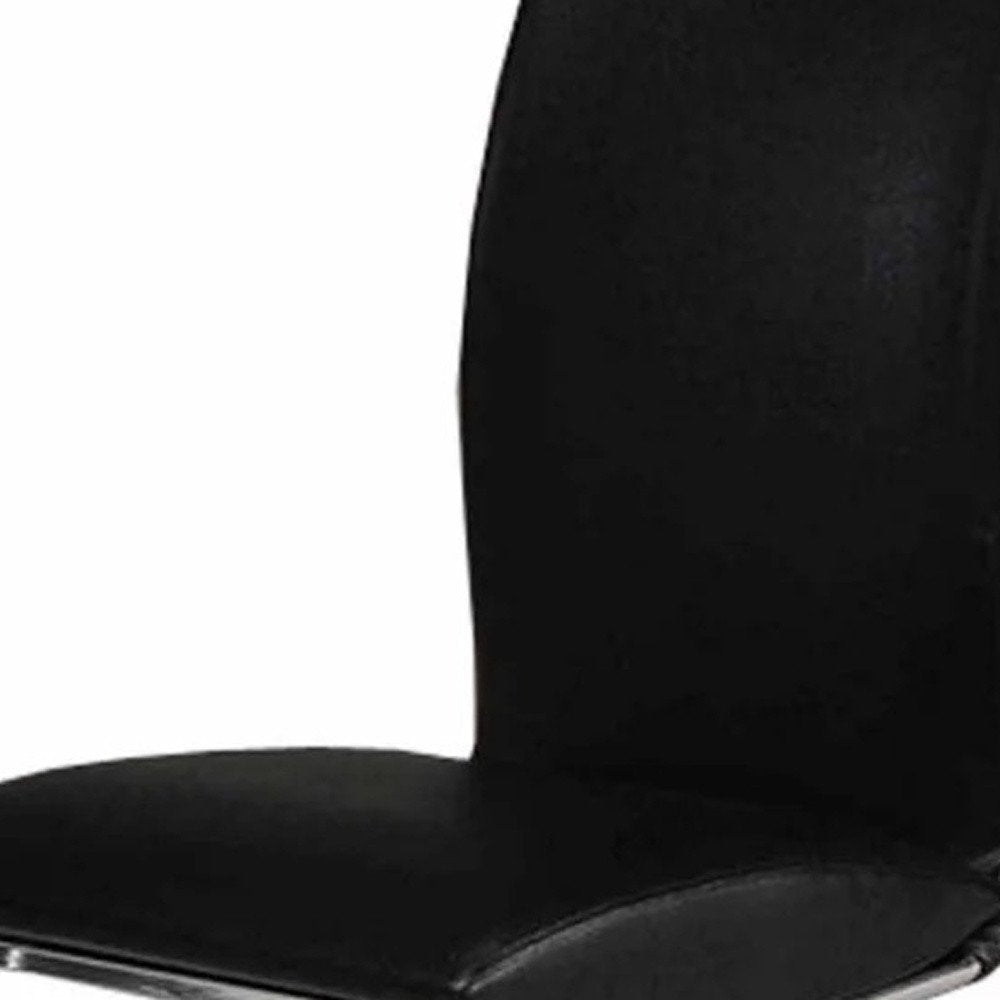 Set of Two Black And Silver Faux Leather And Metal Swivel Dining Side Chairs HomeRoots