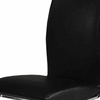 Set of Two Black And Silver Faux Leather And Metal Swivel Dining Side Chairs HomeRoots