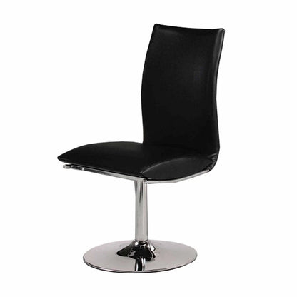 Set of Two Black And Silver Faux Leather And Metal Swivel Dining Side Chairs HomeRoots