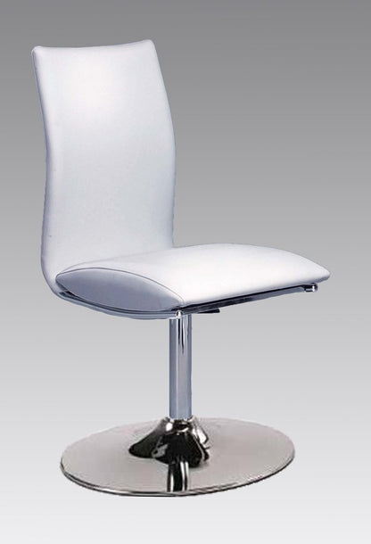 Set of Two Black And Silver Faux Leather And Metal Swivel Dining Side Chairs