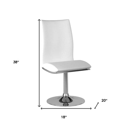 Set of Two Black And Silver Faux Leather And Metal Swivel Dining Side Chairs HomeRoots