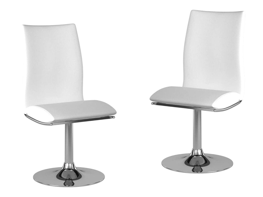 Set of Two Black And Silver Faux Leather And Metal Swivel Dining Side Chairs — view 14