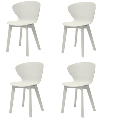 Set of Four White Heavy Duty Plastic Dining Side Chairs HomeRoots