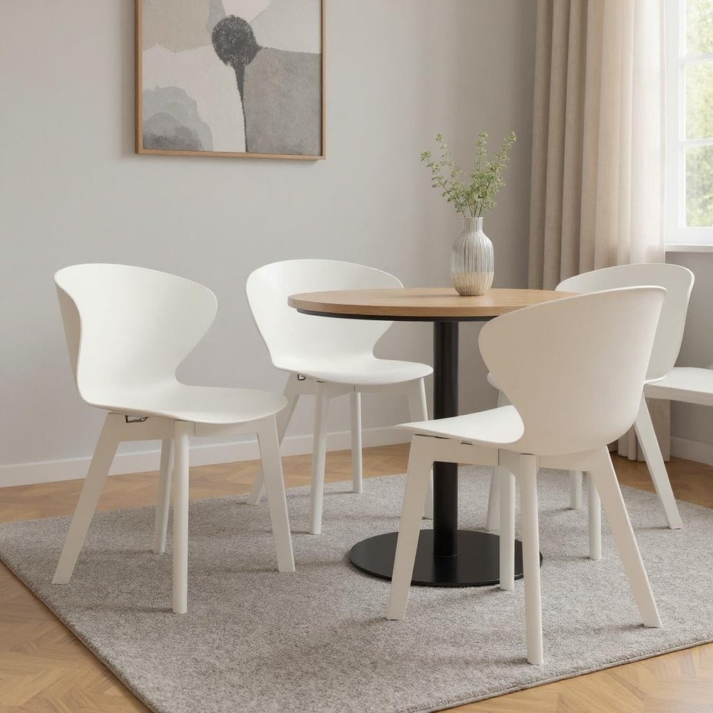 Set of Four White Heavy Duty Plastic Dining Side Chairs — view 6