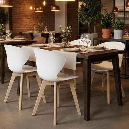 Set of Four White Heavy Duty Plastic Dining Side Chairs HomeRoots