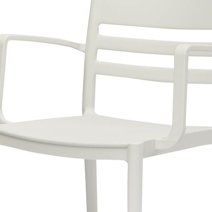 Set of Four White Heavy Duty Plastic Ladder Back Dining Arm Chairs HomeRoots