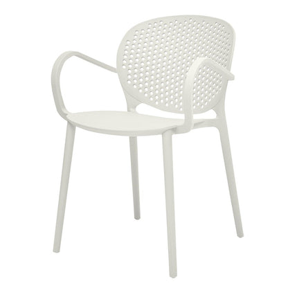 Set of Four Orange Heavy Duty Plastic Partially Open Back Dining Arm Chairs