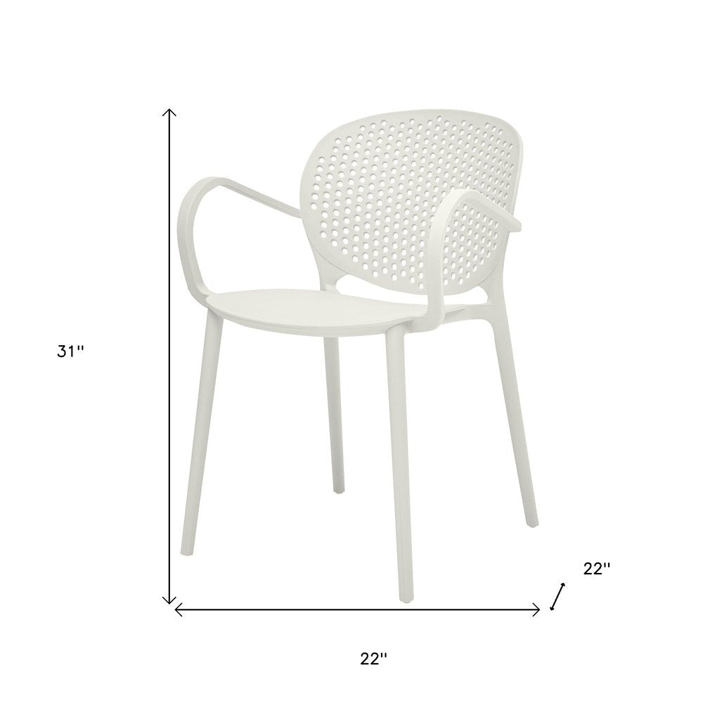 Set of Four Orange Heavy Duty Plastic Partially Open Back Dining Arm Chairs — view 9