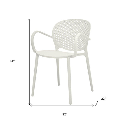Set of Four Orange Heavy Duty Plastic Partially Open Back Dining Arm Chairs HomeRoots