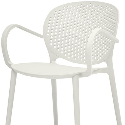 Set of Four Orange Heavy Duty Plastic Partially Open Back Dining Arm Chairs HomeRoots