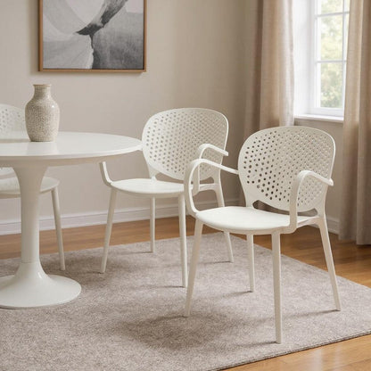 Set of Four Orange Heavy Duty Plastic Partially Open Back Dining Arm Chairs HomeRoots