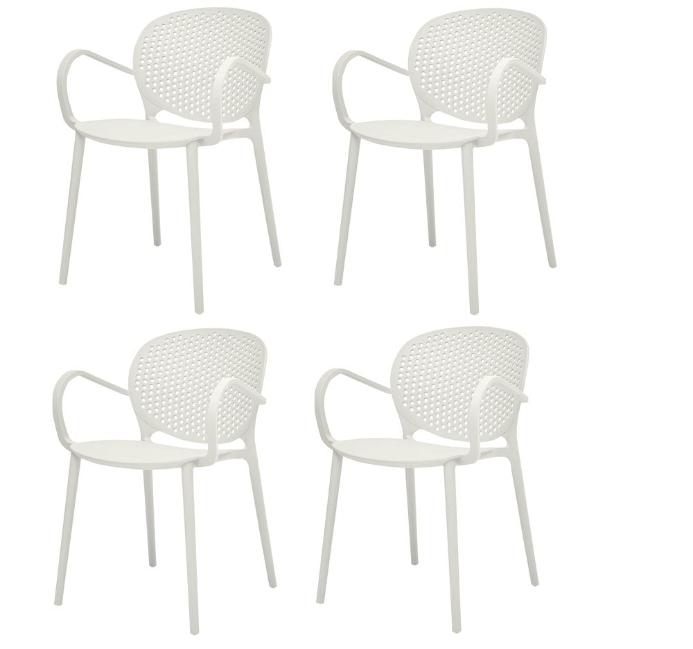 Set of Four Orange Heavy Duty Plastic Partially Open Back Dining Arm Chairs HomeRoots