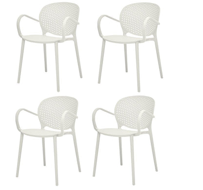 Set of Four Orange Heavy Duty Plastic Partially Open Back Dining Arm Chairs HomeRoots