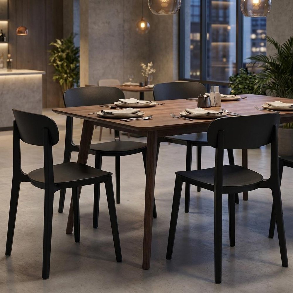 Set of Four Black Heavy Duty Plastic Dining Side Chairs — view 7